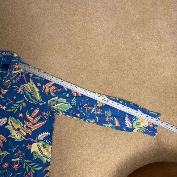 Ralph Lauren Polo Oxford Button Down Shirt Blue Floral Hawaiian Tropical Size M - Picture 6 of 7